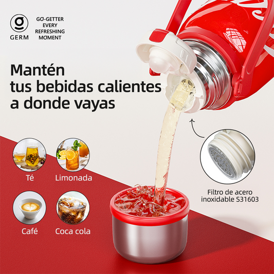 Termo Deportivo Coca-Cola x Germ 800 ml | Beige | con Tapa Taza