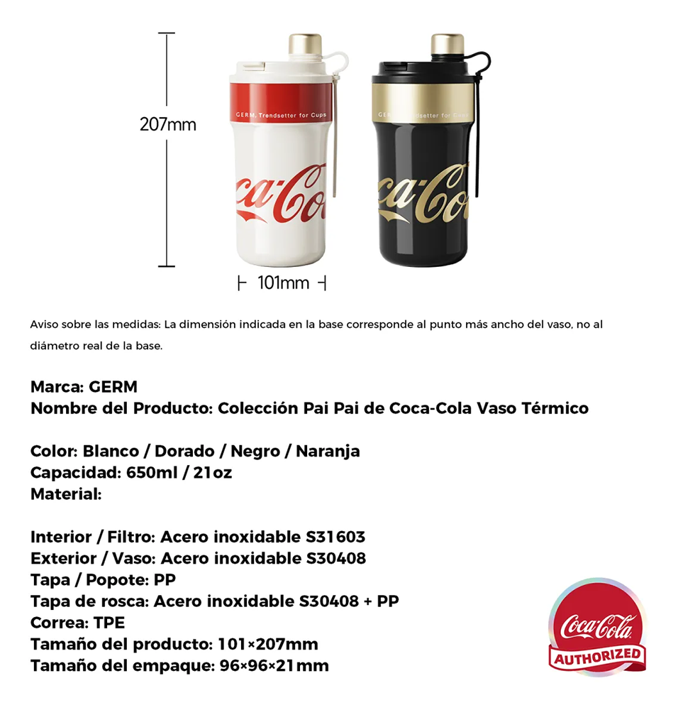 Vaso Térmico Old Iconic Coca-Cola x Germ – Blanco Rojo 650 ml / 22 Oz