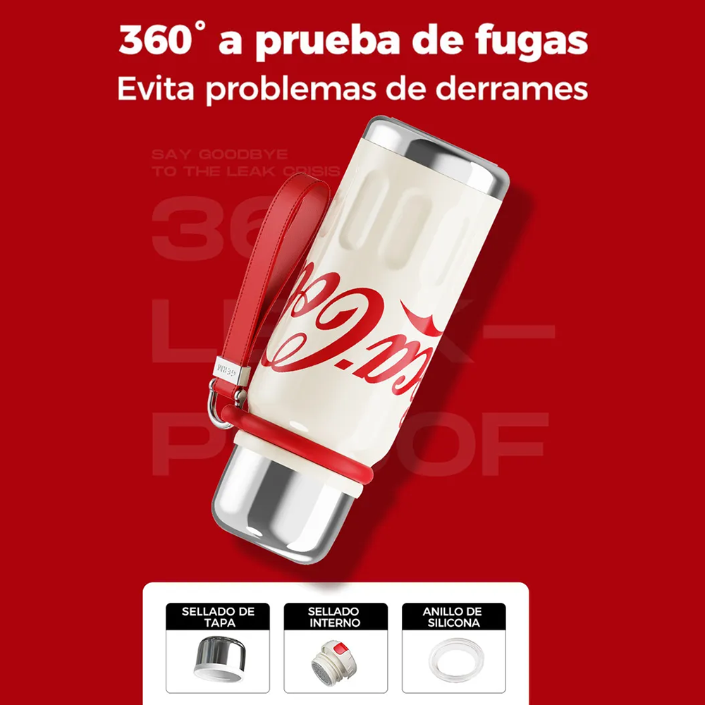 Termo Deportivo Coca-Cola con Correa de Cuero – 580ml / 19 Oz