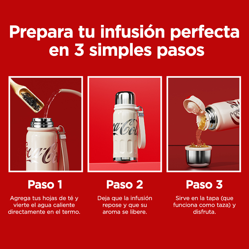 Termo Deportivo Coca-Cola con Correa de Cuero – 580ml / 19 Oz