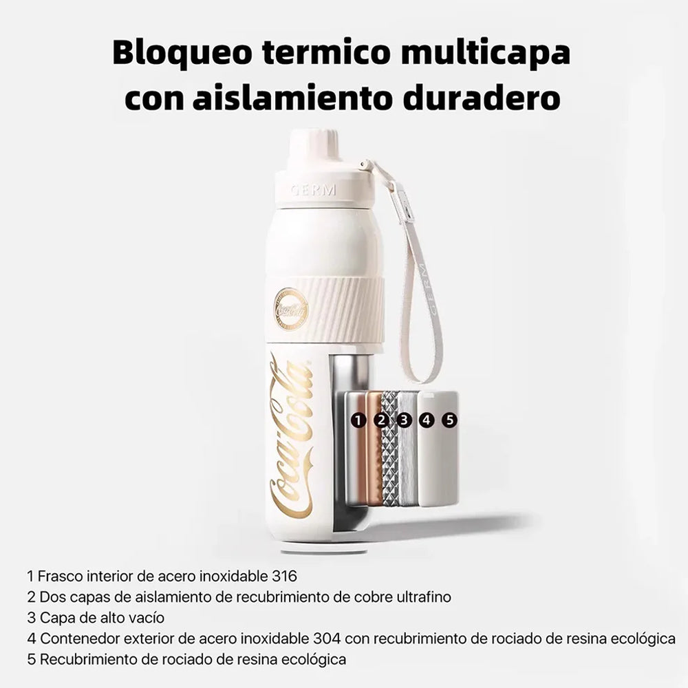 Tomatodo Coca-Cola 580ml con tapa segura antifugas para hidratación durante actividades deportivas