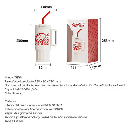 Tomatodo térmico Coca-Cola apto para portavasos de auto con asa integrada
