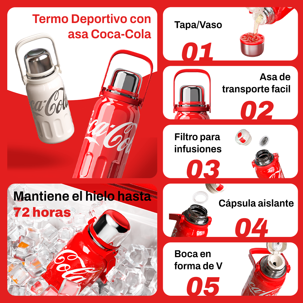 Termo Deportivo con asa Coca-Cola | 1200ml / 800ml
