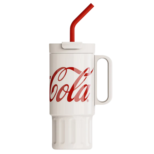 Vaso Térmico Premium Classic Germ X Coca-cola | 1200ml / 40 Oz | Beige Acero Inoxidable 3 en 1