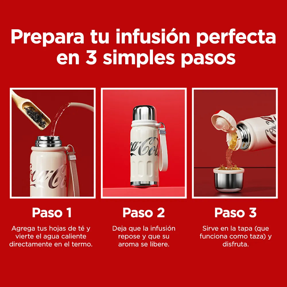 Termo Deportivo con Correa de Cuero Coca-Cola | 580ml / 19oz