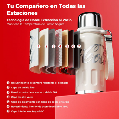 Termo Deportivo Coca-Cola con Correa de Cuero – 580ml / 19 Oz