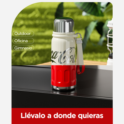 Termo Deportivo Coca-Cola con Correa de Cuero – 580ml / 19 Oz