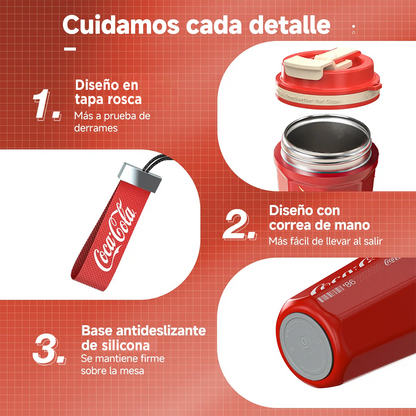 Vaso térmico Coca-Cola Octagon Pro vista lateral diseño moderno ergonómico